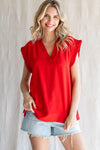 Frill Detail V-Neck Top