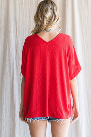 Oversize Rib Knit Dolman Top