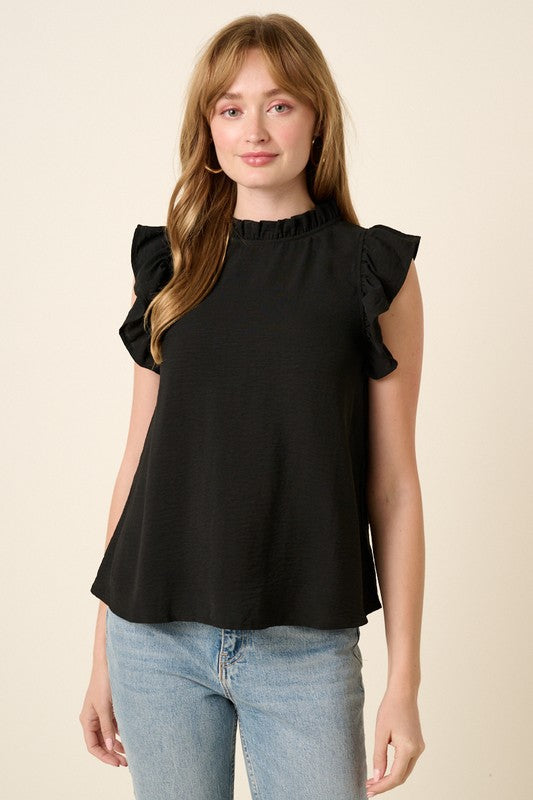 Ruffle Neck & Sleeve Top