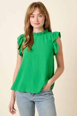 Ruffle Neck & Sleeve Top