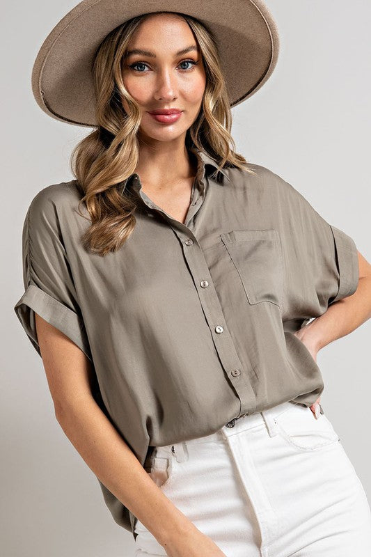 SS Pocket Button Top