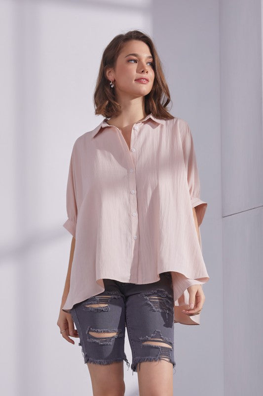 Relaxed Dolman Button Top