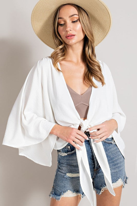 Waist Tie Kimono Cardigan