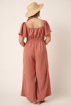 Plus SS Surplice Elastic Waist Jumpsuit