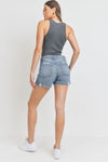 Clean Denim HR Slit Shorts