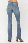 Mid Rise Raw Hem Bootcut Jeans