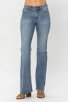 Mid Rise Raw Hem Bootcut Jeans