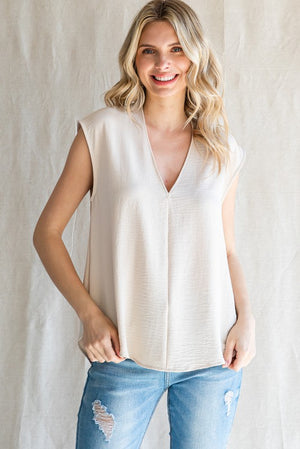 Cap Sleeve Solid V Top