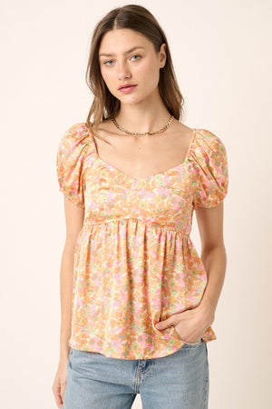 Floral Satin Babydoll Top