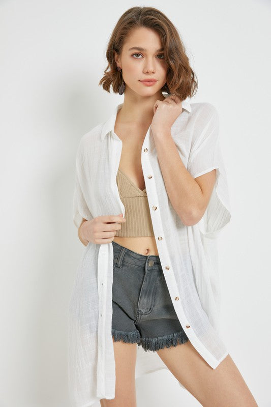 Crinkle Oversized Top/Kimono/Coverup