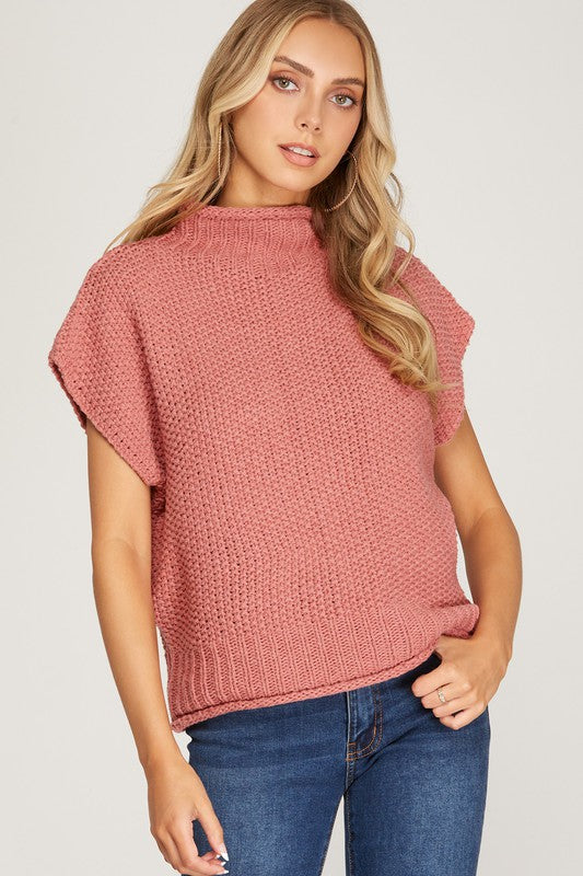 Roll Neck Sleeveless Sweater Top