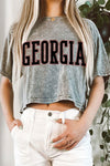 Georgia Cropped Puff Print Mineral Wash Graphic Tee