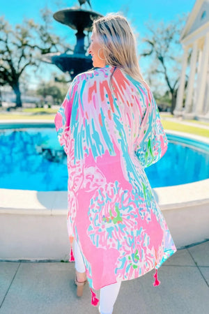 Barrier Reef Printed Kimono