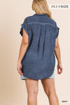 Plus Fray Hem Button Top