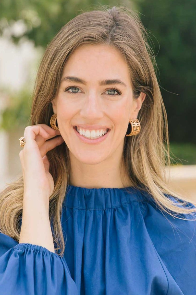 Brennan Greek Keys Hoop Earrings