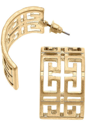 Brennan Greek Keys Hoop Earrings