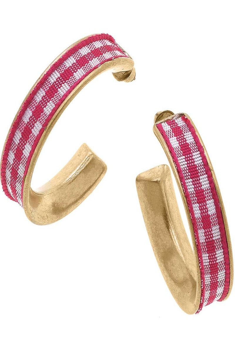 Libby Gingham Hoop Earrings