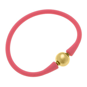 Bali 24K Gold Plated Ball Bead Silicone Bracelet