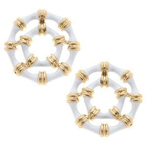 Lily Bamboo Stud Earrings-White