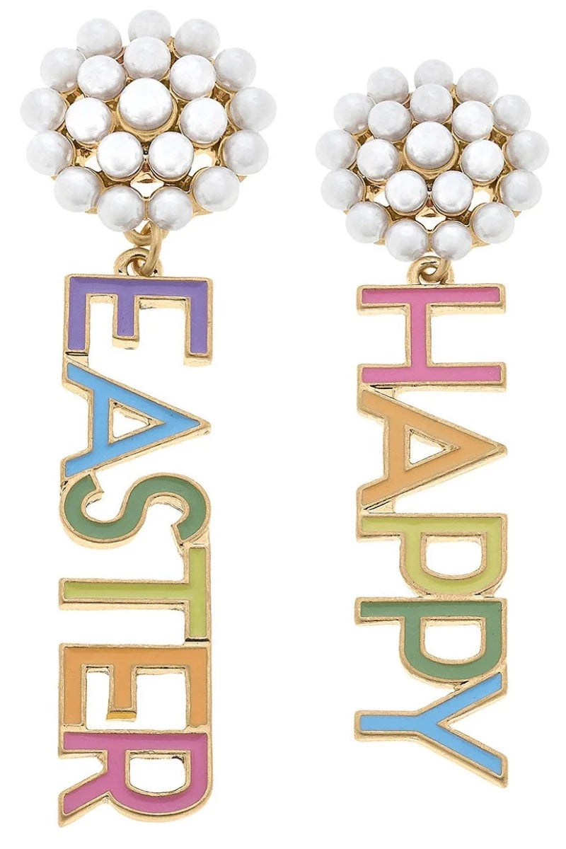 Happy Easter Pearl Cluster Earrings