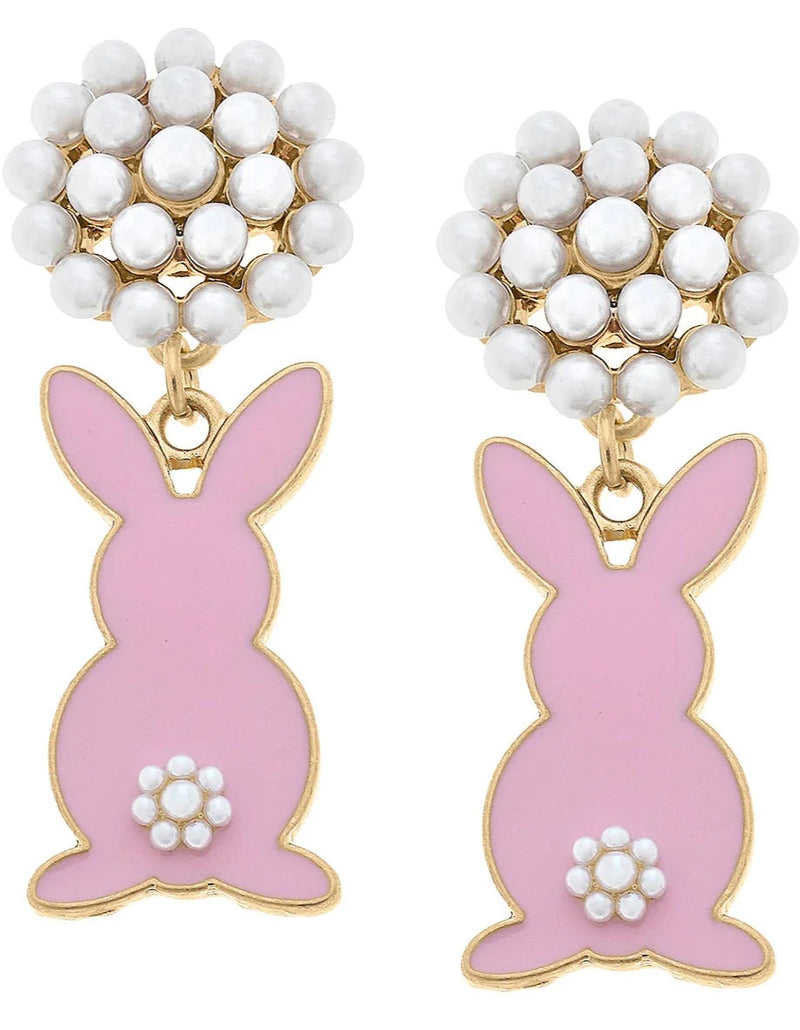 Allie Easter Bunny Pearl Cluster Earrings