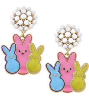 Pippa Peeps Candy Bunnies Pearl Cluster Earrings