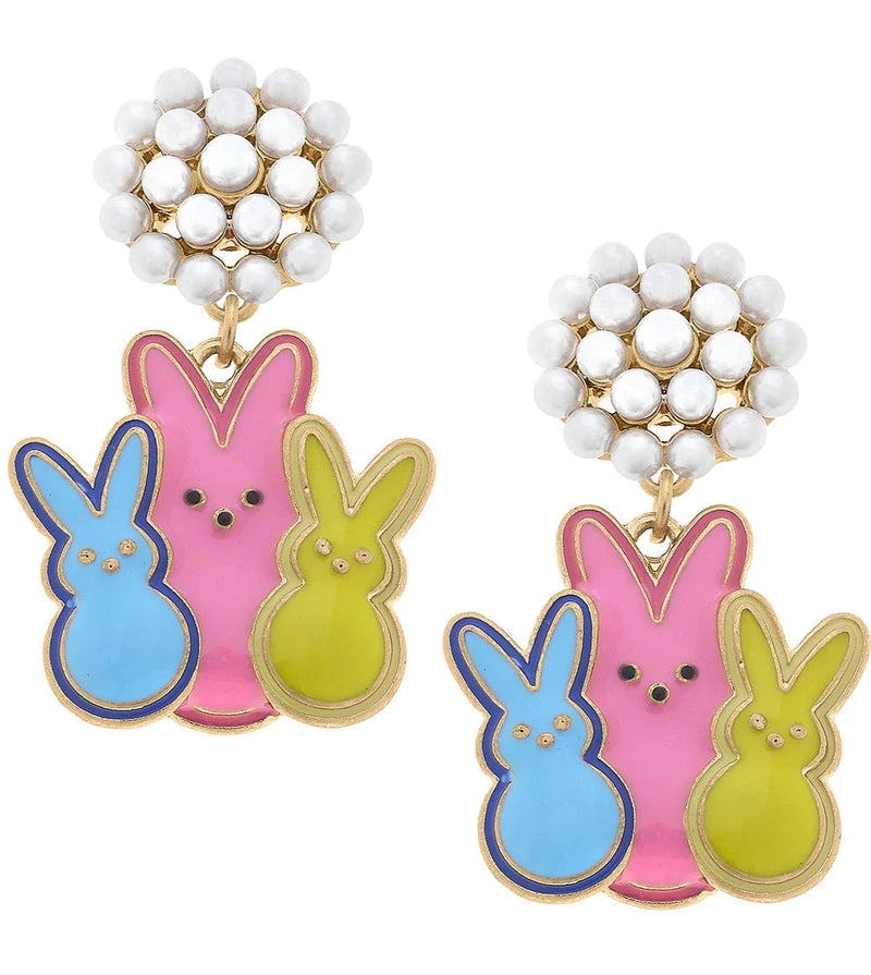Pippa Peeps Candy Bunnies Pearl Cluster Earrings