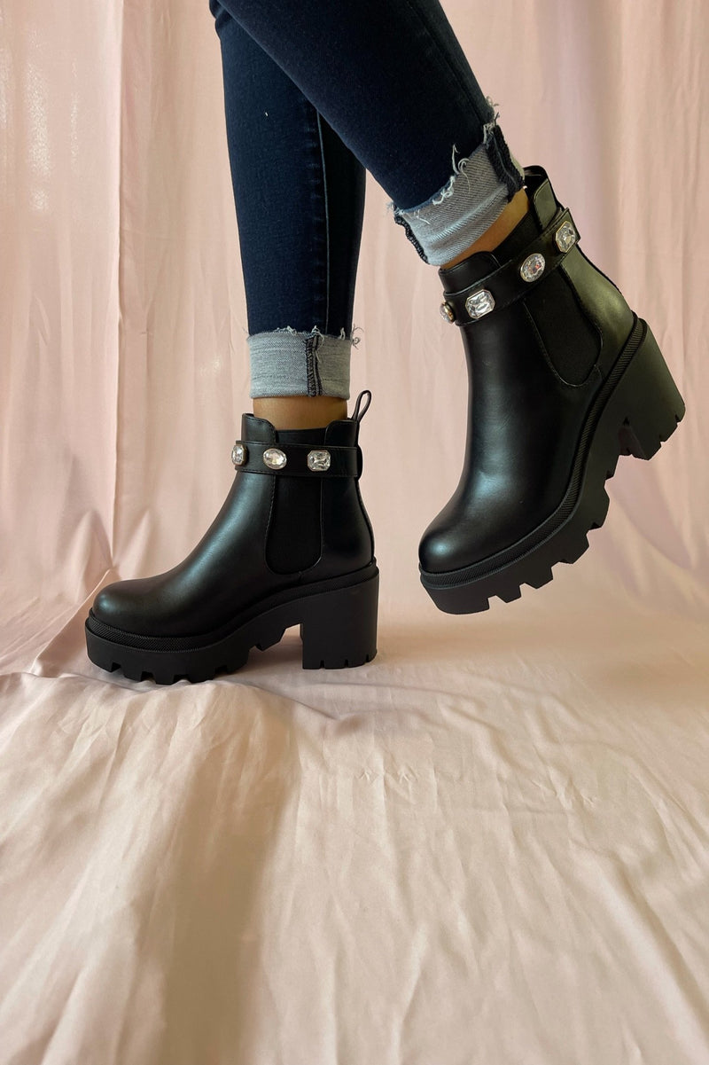 Profile Jewel Strap Black Bootie