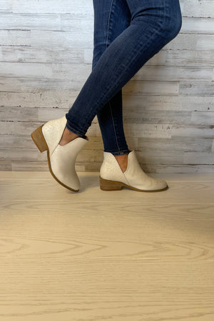 Wayland Low Heel Booties- White Leopard