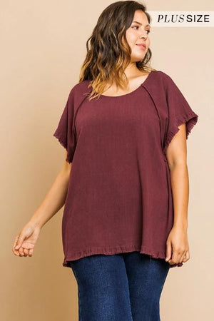 Plus Pintuck Fringe Hem Top - Free Souls Boutique