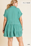 Plus Linen Collar Dress