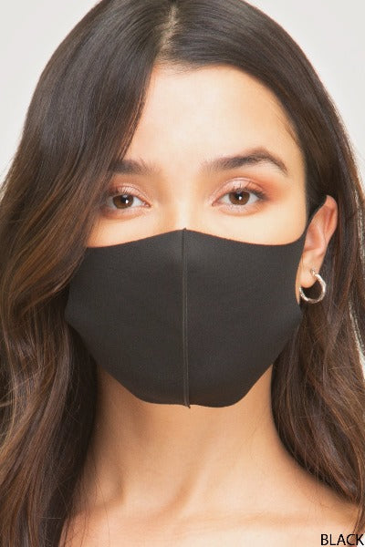 Black Solid Ear Loop Face Mask