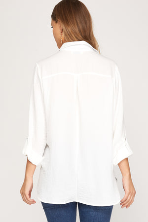 Roll Sleeve Button Down Top