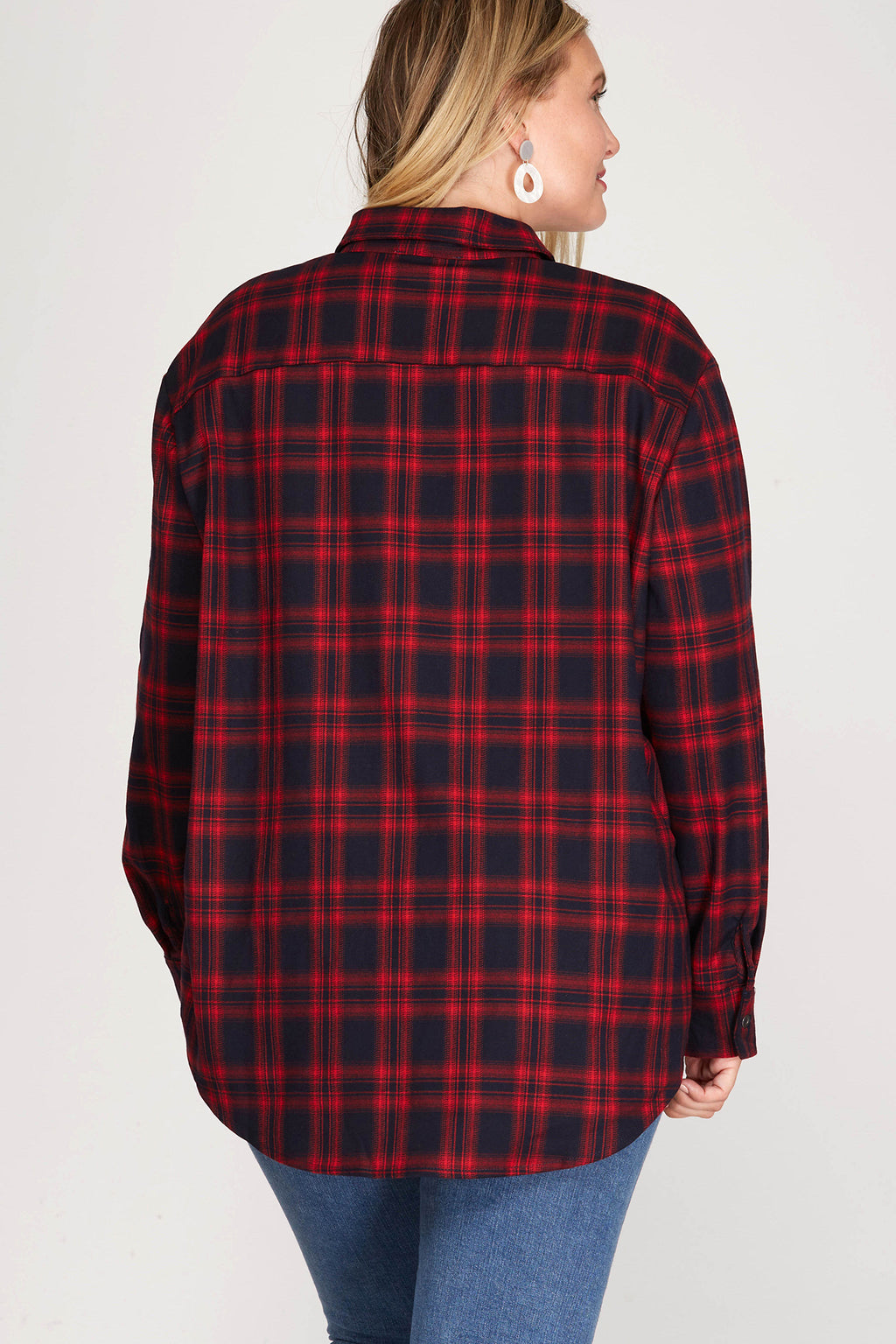 Plus Woven Plaid Shirt