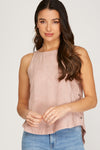 Side Button Washed Tank Top