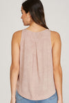 Side Button Washed Tank Top