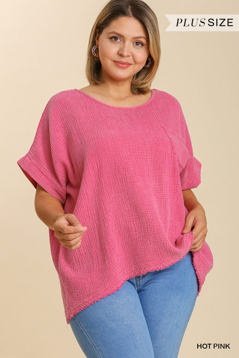 Plus Chest Pocket Gauze Top