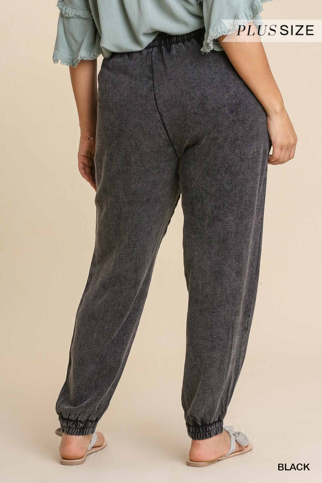 Plus Mineral Wash Linen Jogger Pants