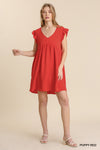 V-Neck Ruffle Sleeve Dress