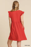 V-Neck Ruffle Sleeve Dress