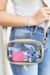 Edmund Clear Crossbody Bag With Glitter Striped Strap