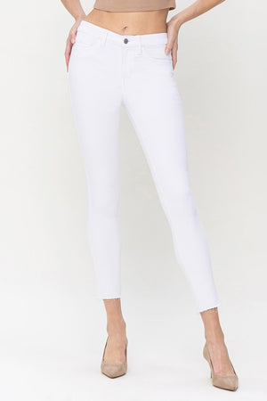 Mid Rise Crop Skinny White Jeans