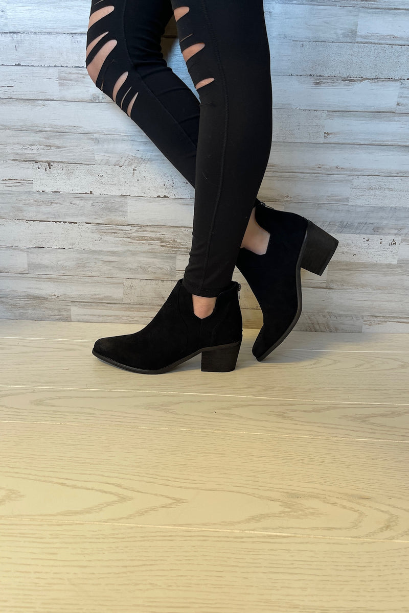West-4 Booties-Black Suede