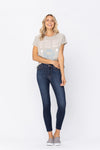 Mid Rise Skinny Unhemmed Jeans