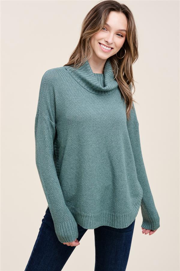 Turtleneck Side Rib Sweater