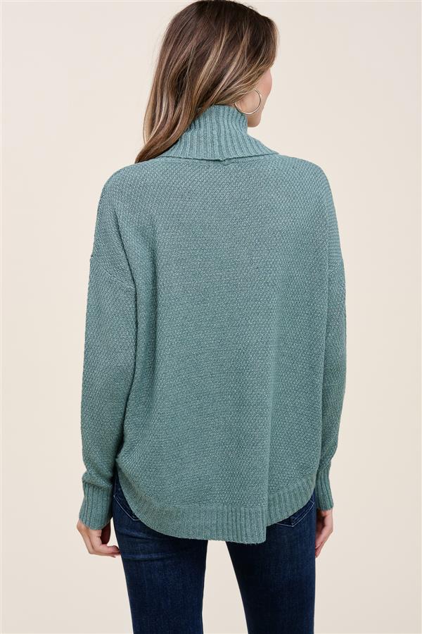 Turtleneck Side Rib Sweater