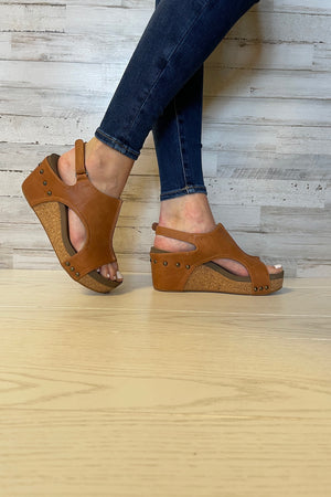 Carley Wedges- Cognac Smooth