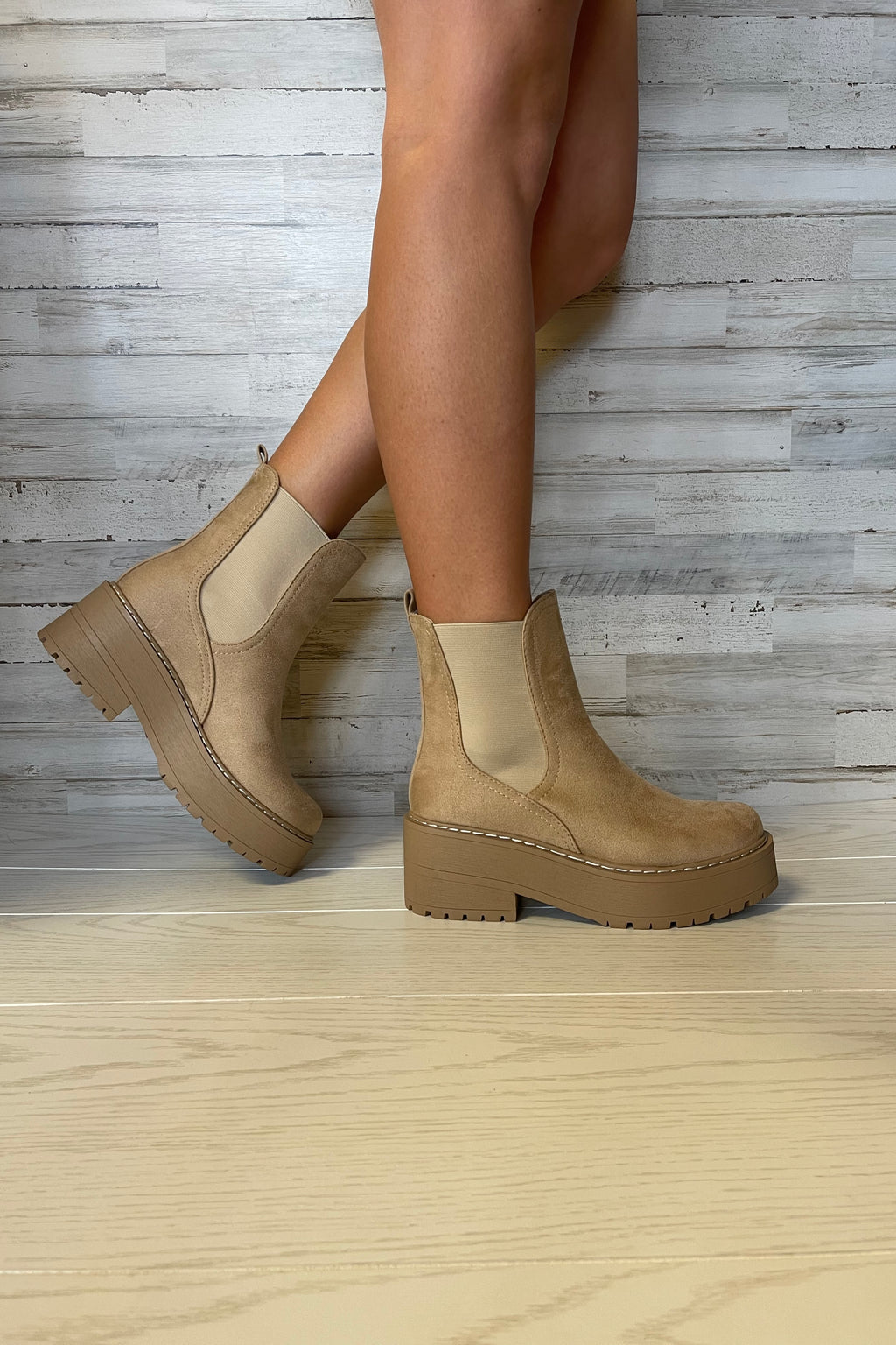 Yossi Platform Booties- Pale Camel