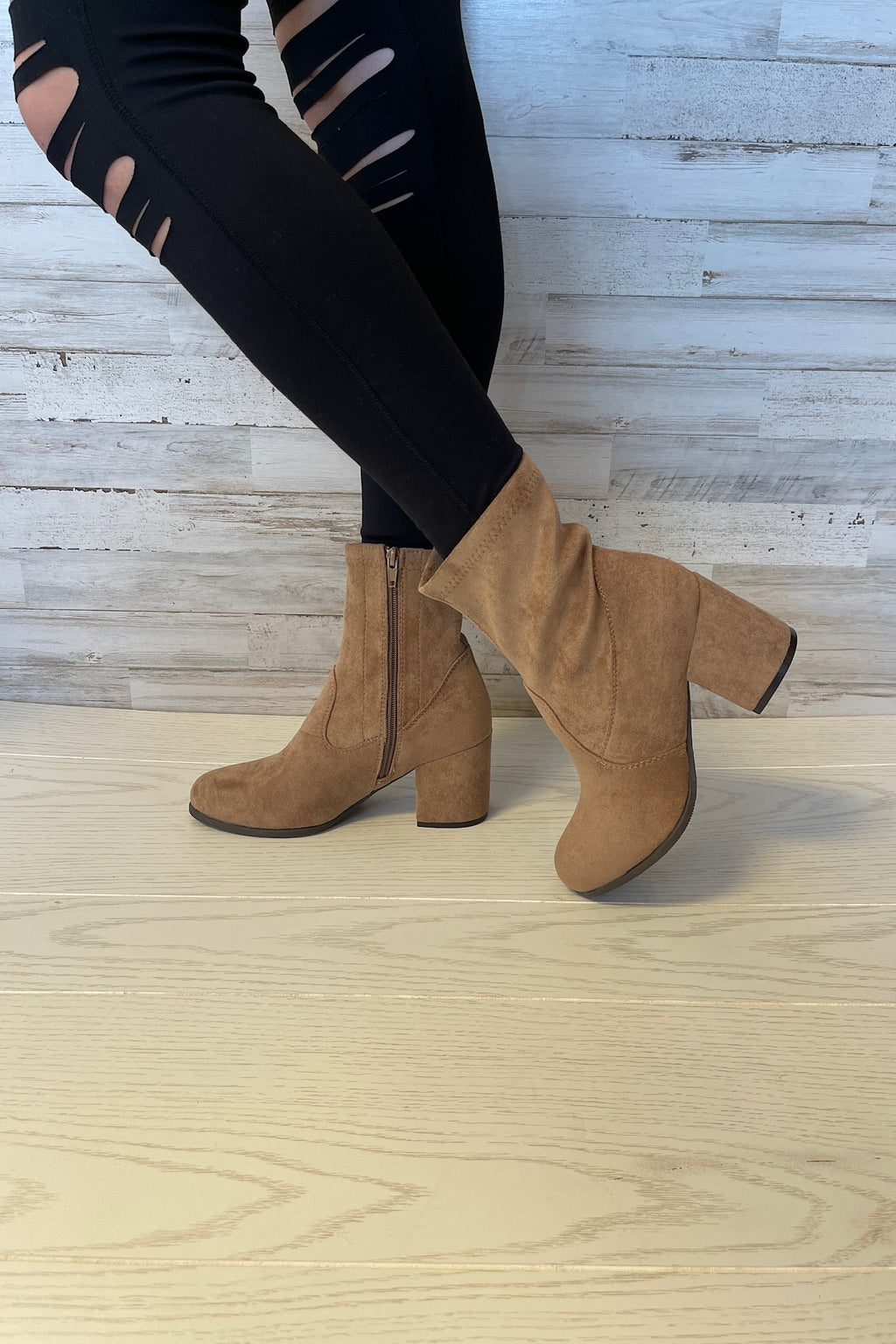 Take Off Suede Booties- Taupe