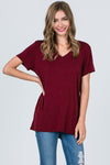 V-Neck Short Sleeve Top - Free Souls Boutique